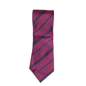 vintage Gino Resillio maroon black & blue stripes TIE pure silk Italian neckwear